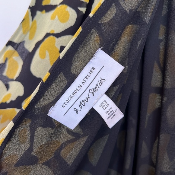 & Other Stories yellow/black midi dress - Picture 5 of 6